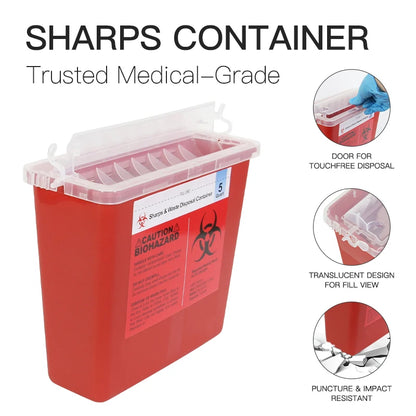 5L Medical Waste Sharps Container with Mailbox Style Lid