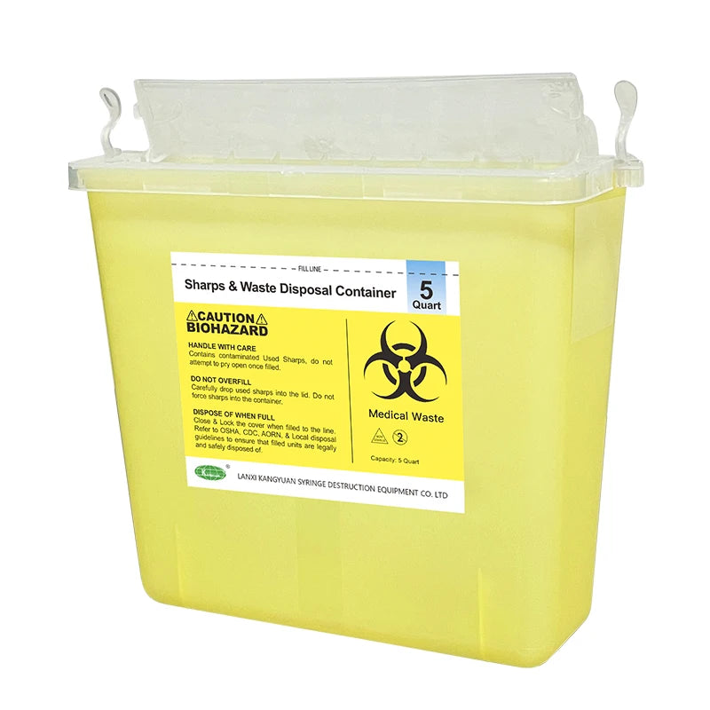 5L Medical Waste Sharps Container with Mailbox Style Lid