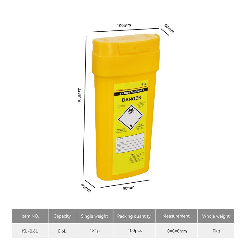 0.6L Sharps Safe Needle Syringe Insulin Disposal Surgery Waste Bin