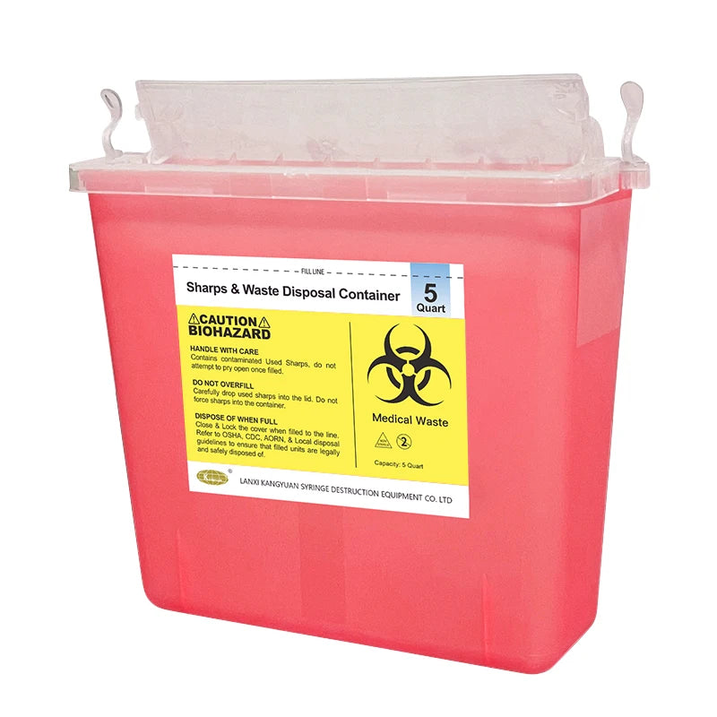 5L Medical Waste Sharps Container with Mailbox Style Lid