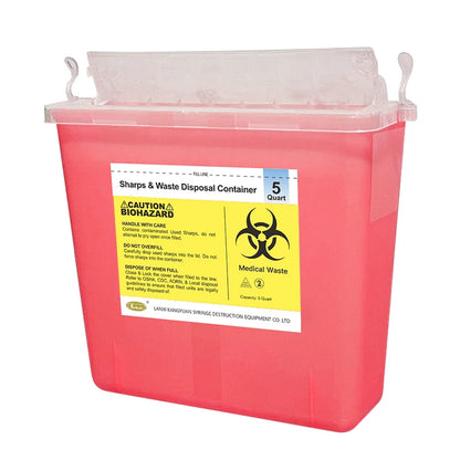 5L Medical Waste Sharps Container with Mailbox Style Lid
